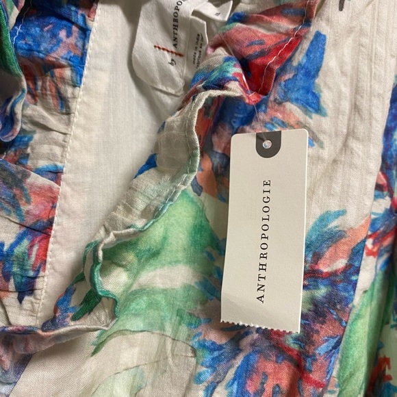 Anthropologie Floral Plunging V Neckline Long Sleeve Crop Top Size XS - NWT - Picture 5 of 11